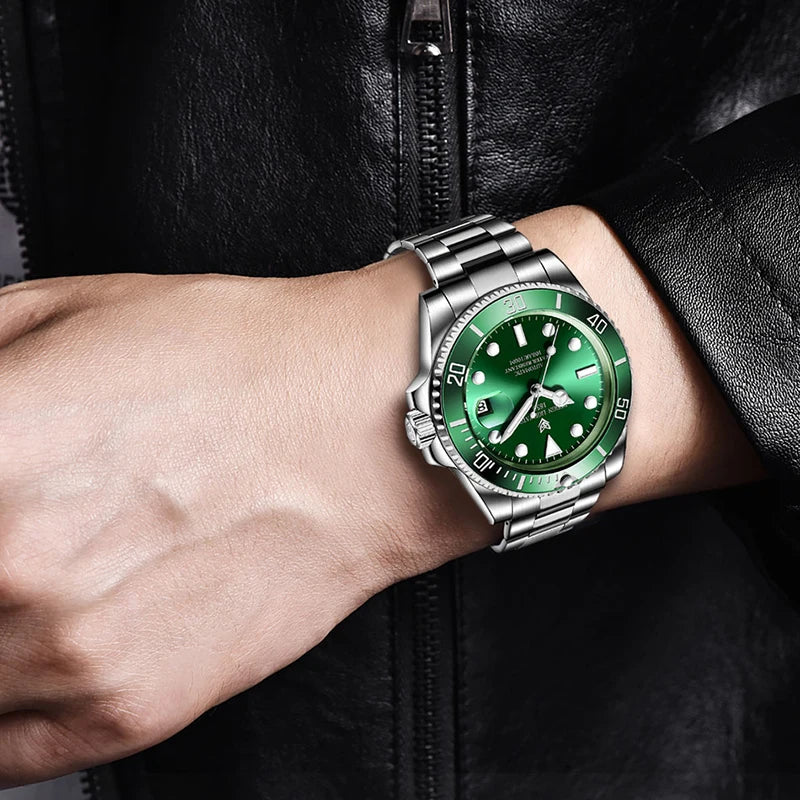 LIGE Men's Tourbillon Diving Watch 100ATM with Waterproof Luminous Face
