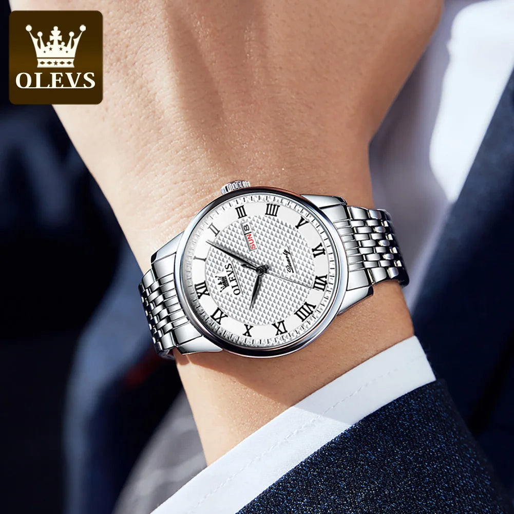 OLEVS Men's Original Quartz Stainless Steel Waterproof Watch