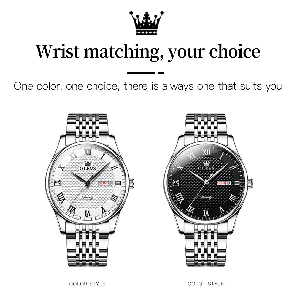 OLEVS Men's Original Quartz Stainless Steel Waterproof Watch
