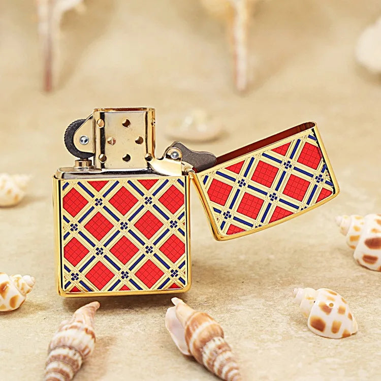 Genuine Zippo Red Diamond Grid Pattern Lighter
