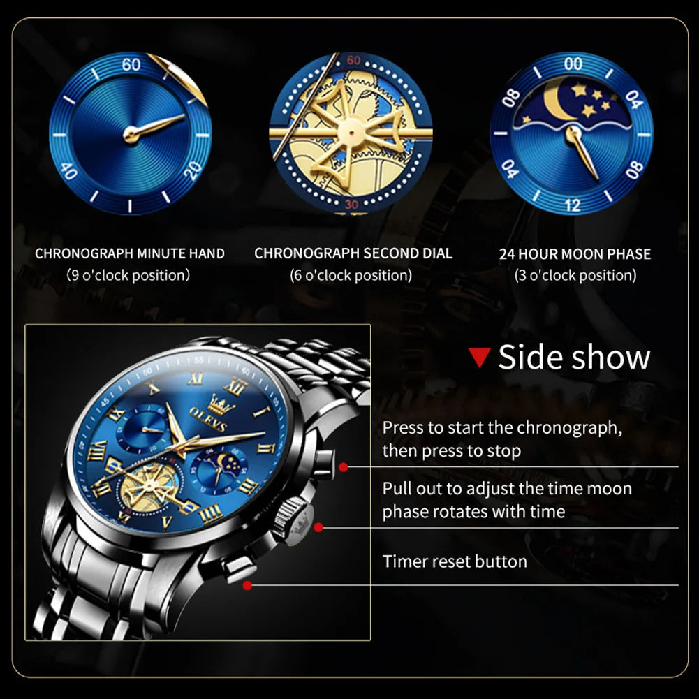 OLEVS Men's Classic Roman Scale Luminous Dial Luxury Wristwatch