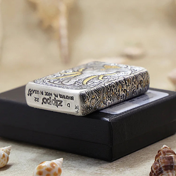 Genuine Zippo Gold-Plated Elephant Pattern Lighter