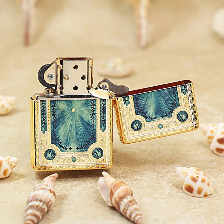 Genuine Zippo Premium Fierce Blue Sun Pattern Lighter