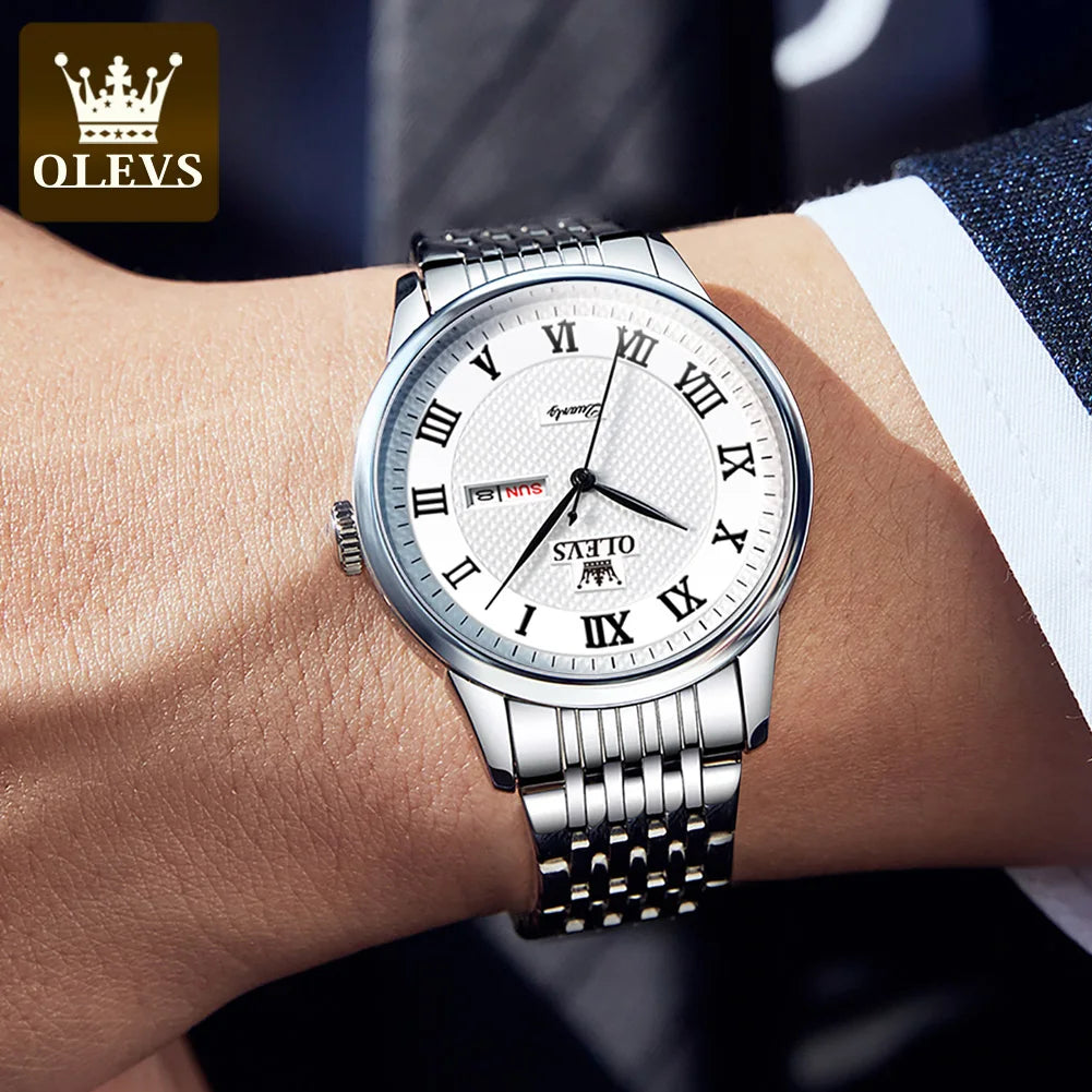 OLEVS Men's Original Quartz Stainless Steel Waterproof Watch