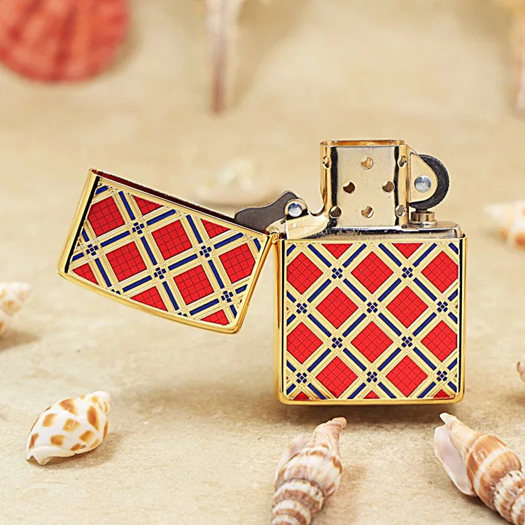 Genuine Zippo Red Diamond Grid Pattern Lighter