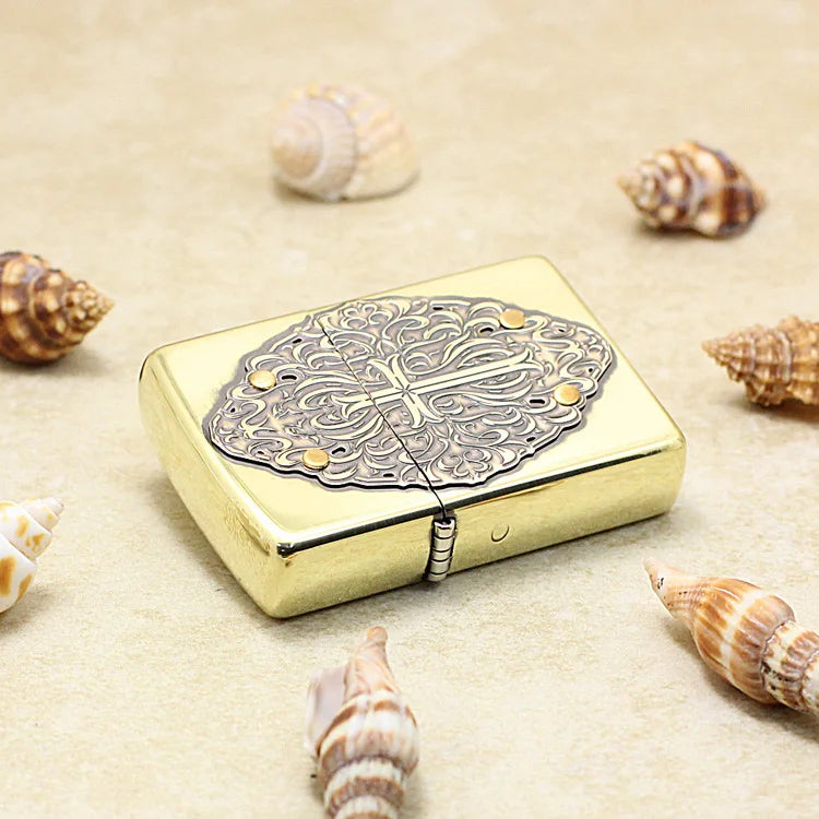 Genuine Zippo Golden Cross Pattern Lighter