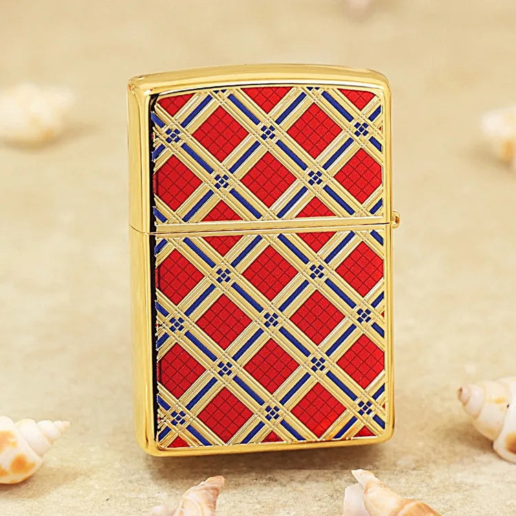 Genuine Zippo Red Diamond Grid Pattern Lighter