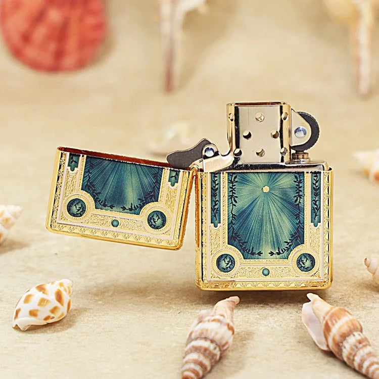 Genuine Zippo Premium Fierce Blue Sun Pattern Lighter