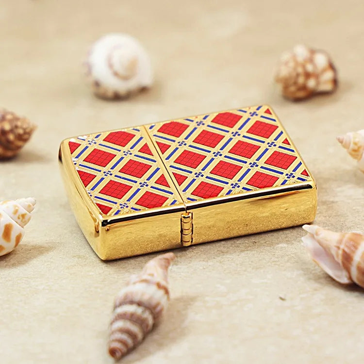 Genuine Zippo Red Diamond Grid Pattern Lighter