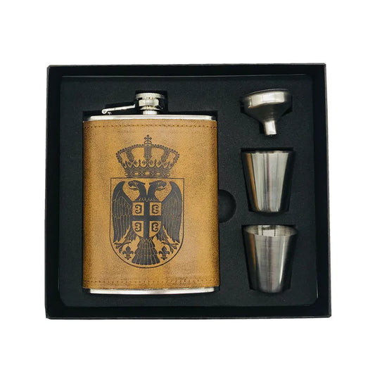 8oz 304 Stainless Steel Russian Design Hip Flask Set